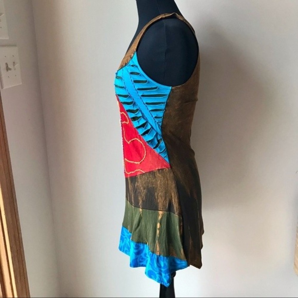 Colorful Patchwork Sleeveless Dress - Picture 3 of 6